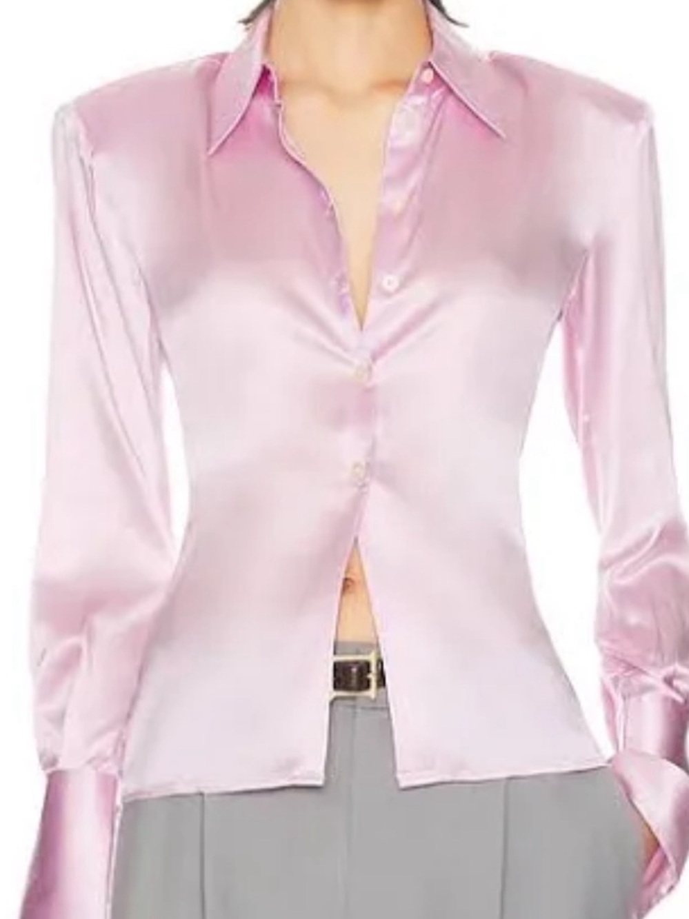 Express Women's Satin Button-Down Shirt in Soft Blush